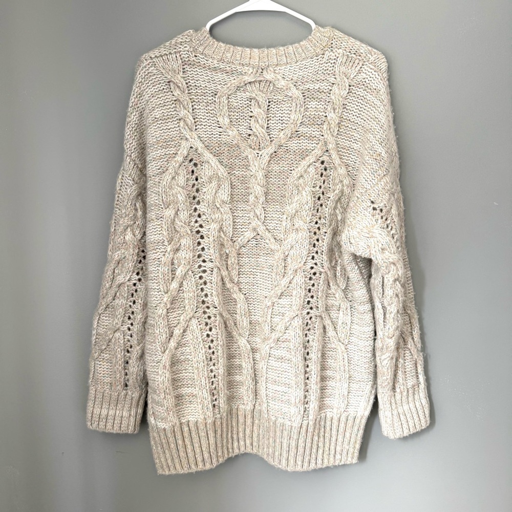Anthropologie V- Neck Drama Rainbow Metallic Cable Knit Sweater - Picture 10 of 11